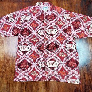 Big Dogs Mens 2X Hawaiian Button Front Shirt Play to Win Casino Poker